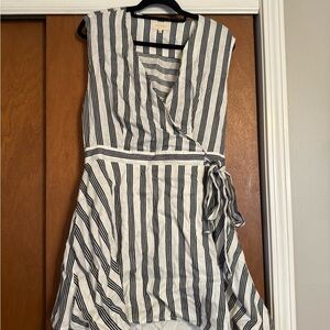 MELLODAY Black and White Striped Mini Dress